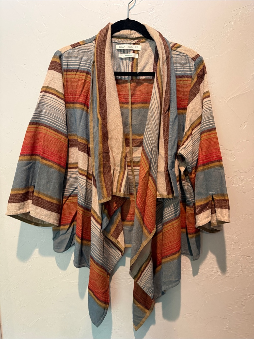 Woolrich Multicolor Striped Draped Cardigan - Blue, Rust & Cream